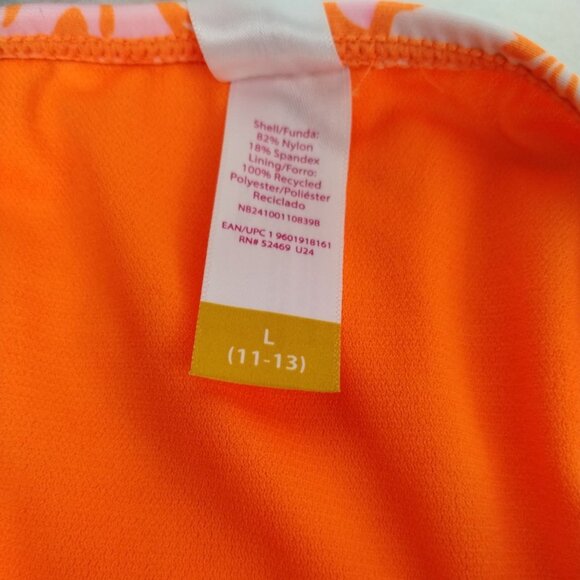 No Boundaries Junior Girls Large Orange Floral Leaves High Waist Bikini Bottoms - Picture 6 of 6